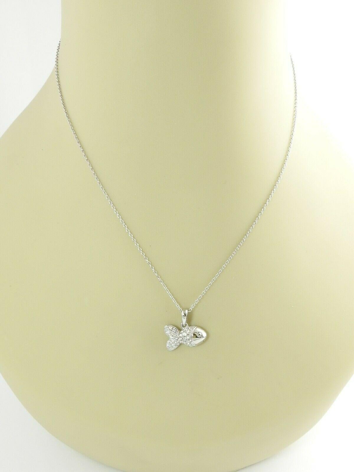 Chopard 18 Karat White Gold and Pave Diamond Happy Fish Pendant .45 Carat 5