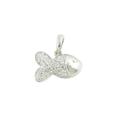 Chopard 18 Karat White Gold and Pave Diamond Happy Fish Pendant .45 Carat