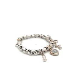 Chopard 18K White Gold Charm Bracelet with 0.09ct Round F VS Diamonds