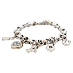 Chopard 18K White Gold Charm Bracelet with 0.09ct Round F VS Diamonds