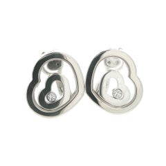 Chopard 18k White Gold Diamond Large Happy Spirit Double Heart Floating Earrings