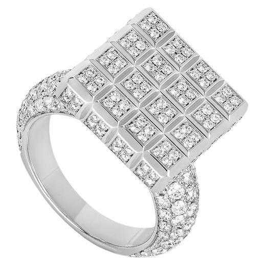Chopard 18k White Gold Diamond Set Ice Cube Ring B&P 825442-1109 For Sale