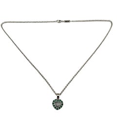 Chopard 18K White Gold Emerald & Diamond Heart Pendant Necklace w/COA #24782