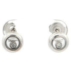 Chopard 18k White Gold Happy Diamond Floating Round Stud Earrings