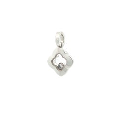 Chopard 18k White Gold Happy Diamond Petite Quatrefoil Floating Pendant