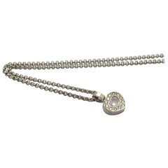 Chopard 18K Weißgold Happy Floating Pave Diamond Heart Anhänger Halskette 0::25Ct