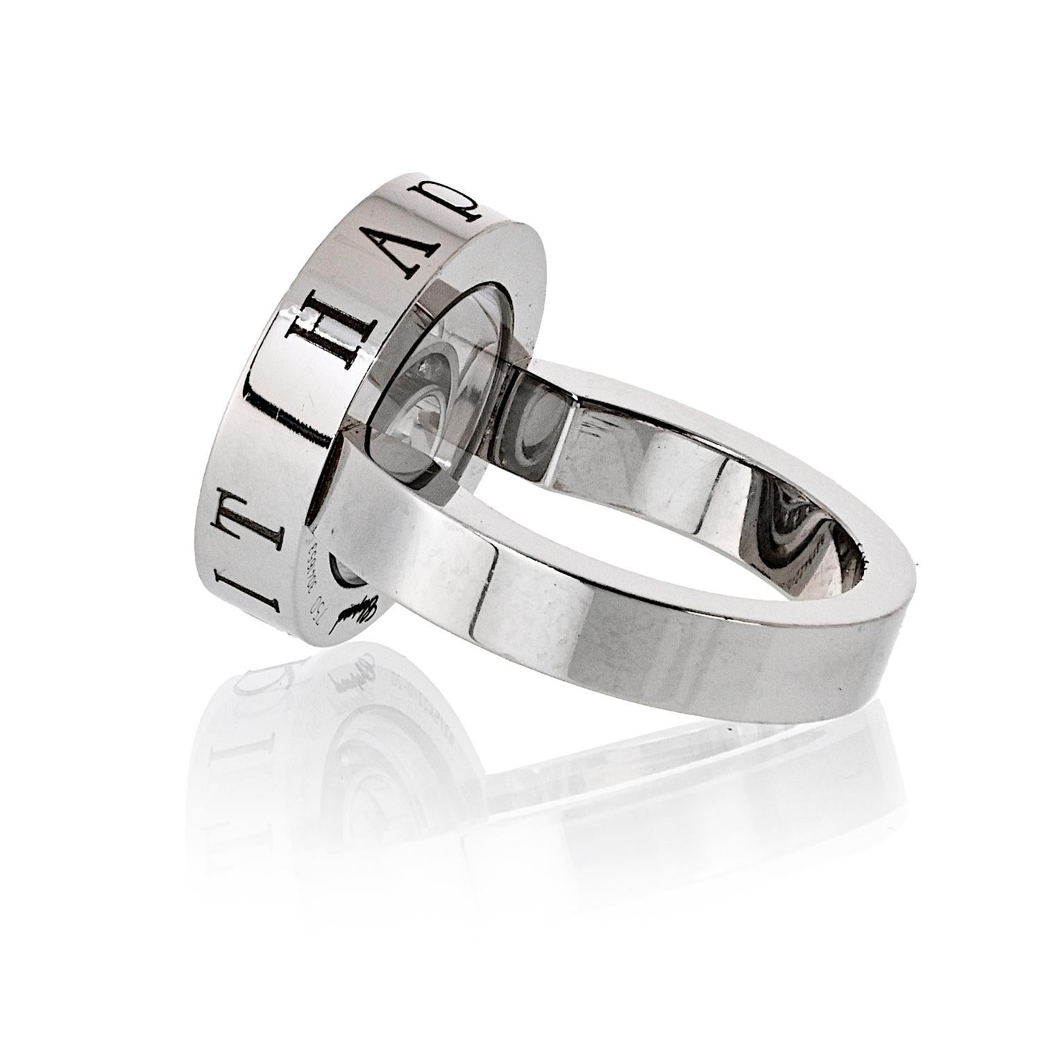 Chopard Anillo de Oro Blanco de 18 K con Doble Diamante Pave Happy Spirit Corte redondo en venta