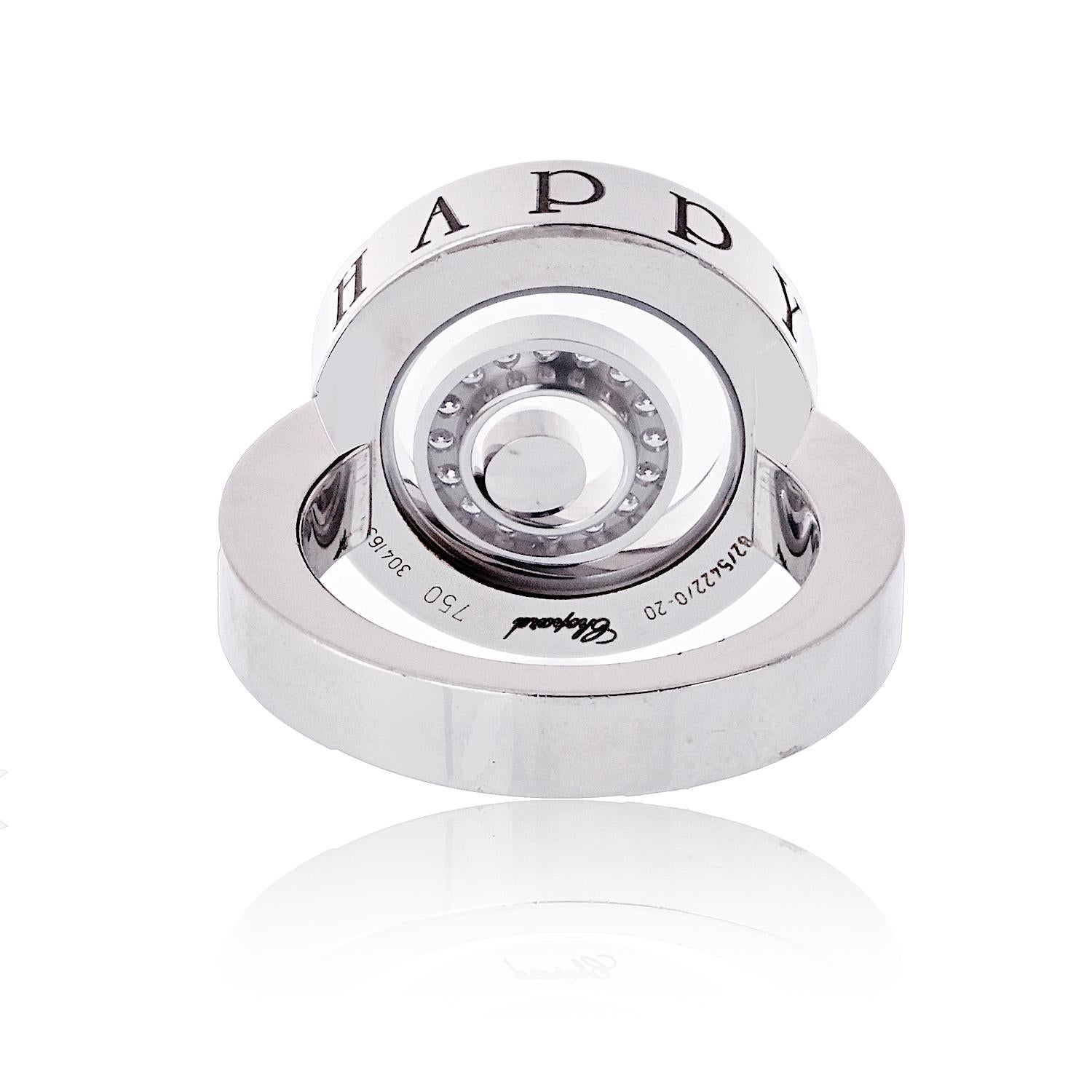 Chopard Anillo de Oro Blanco de 18 K con Doble Diamante Pave Happy Spirit en Excelente estado para la venta en New York, NY
