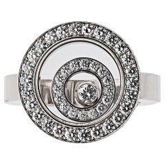 Chopard Anillo de Oro Blanco de 18 K con Doble Diamante Pave Happy Spirit