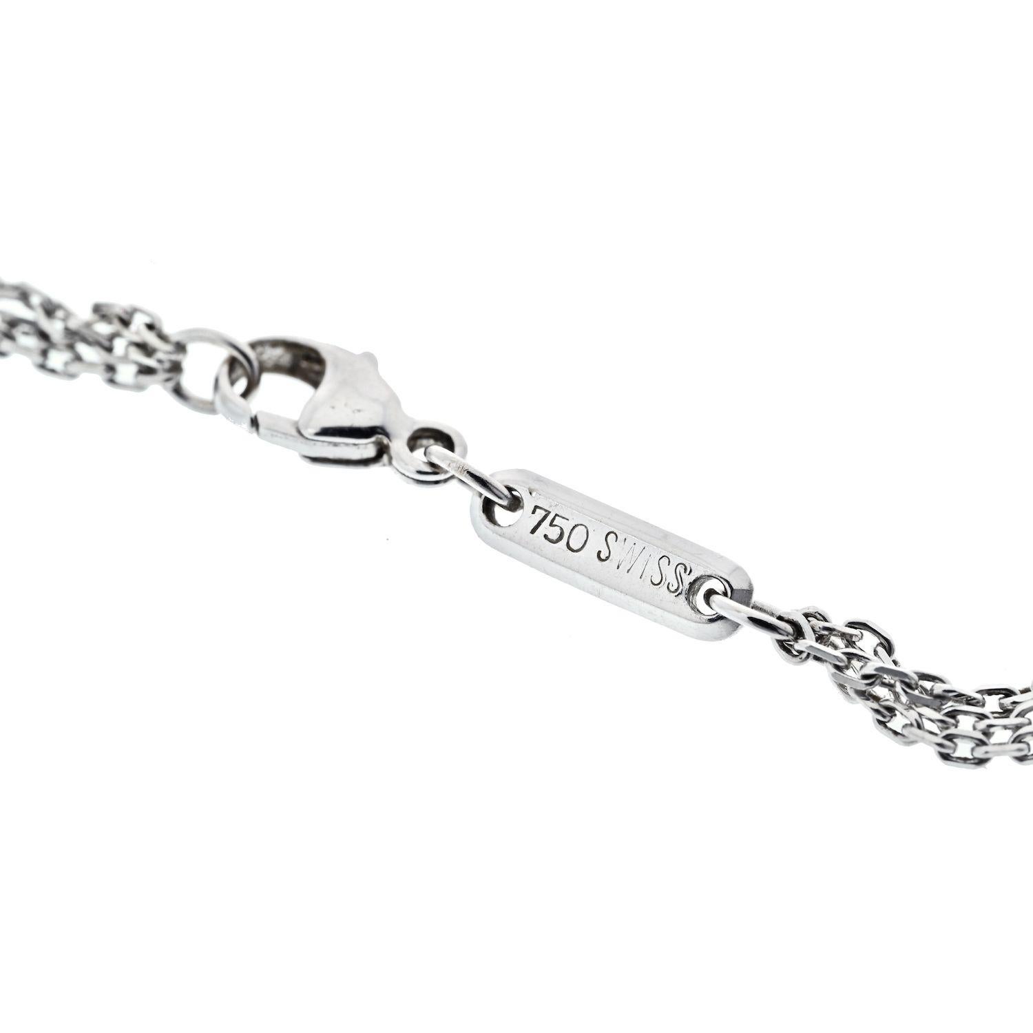 Modern Chopard 18K White Gold Happy Spirit Floating Diamond Necklace For Sale