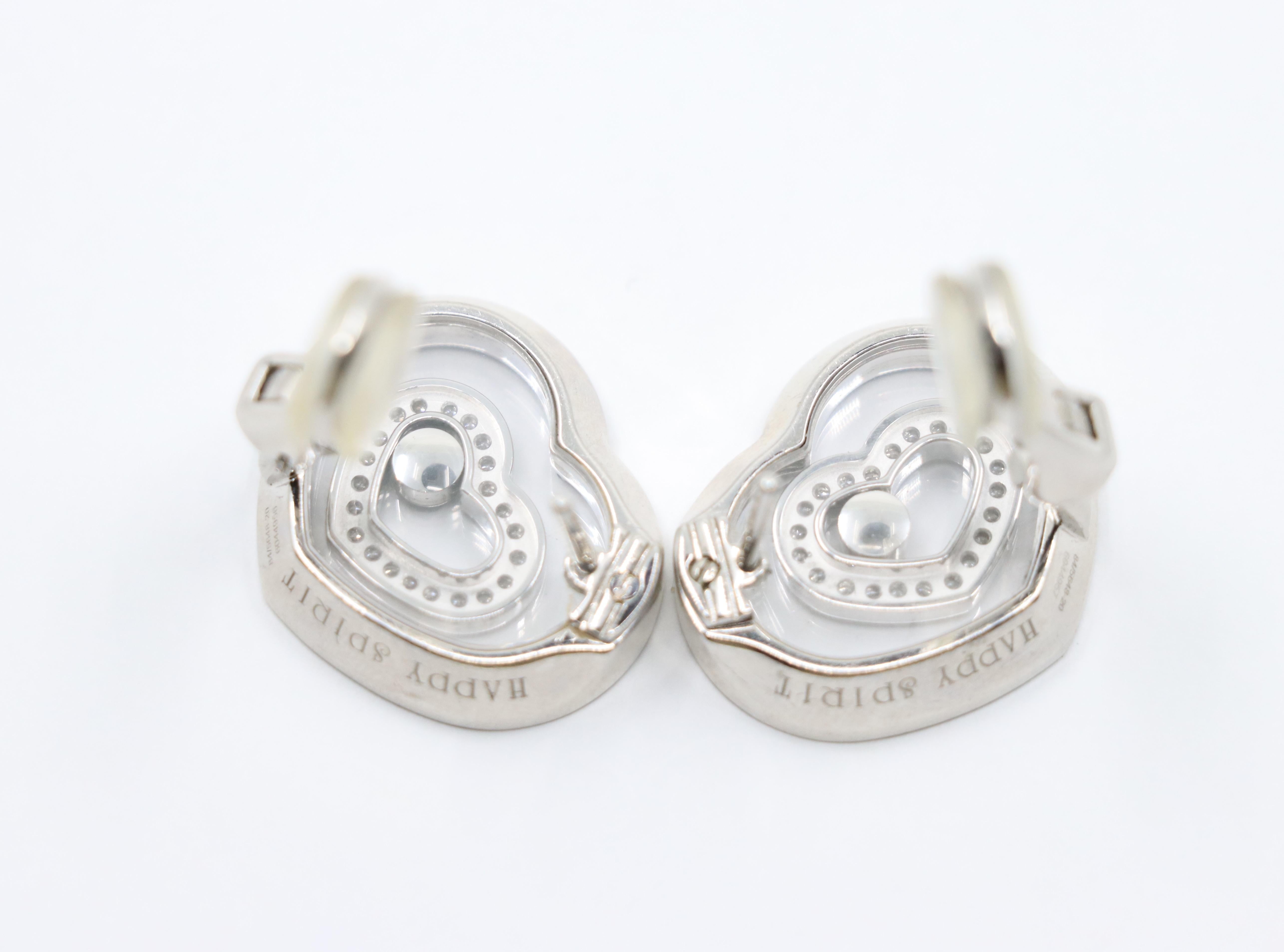 Chopard 18K White Gold Happy Spirit Heart Earrings For Sale 6
