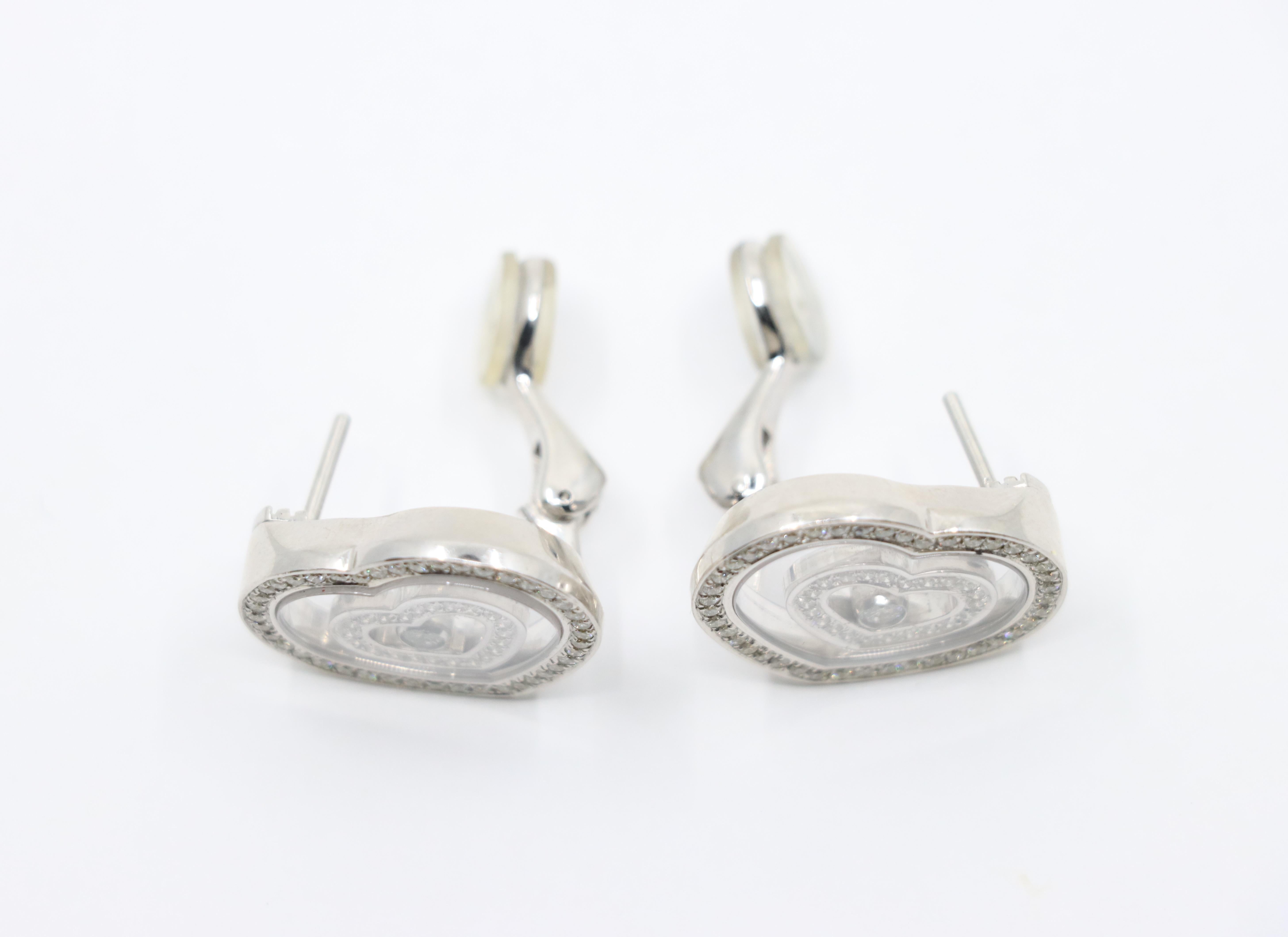 Chopard 18K White Gold Happy Spirit Heart Earrings For Sale 7