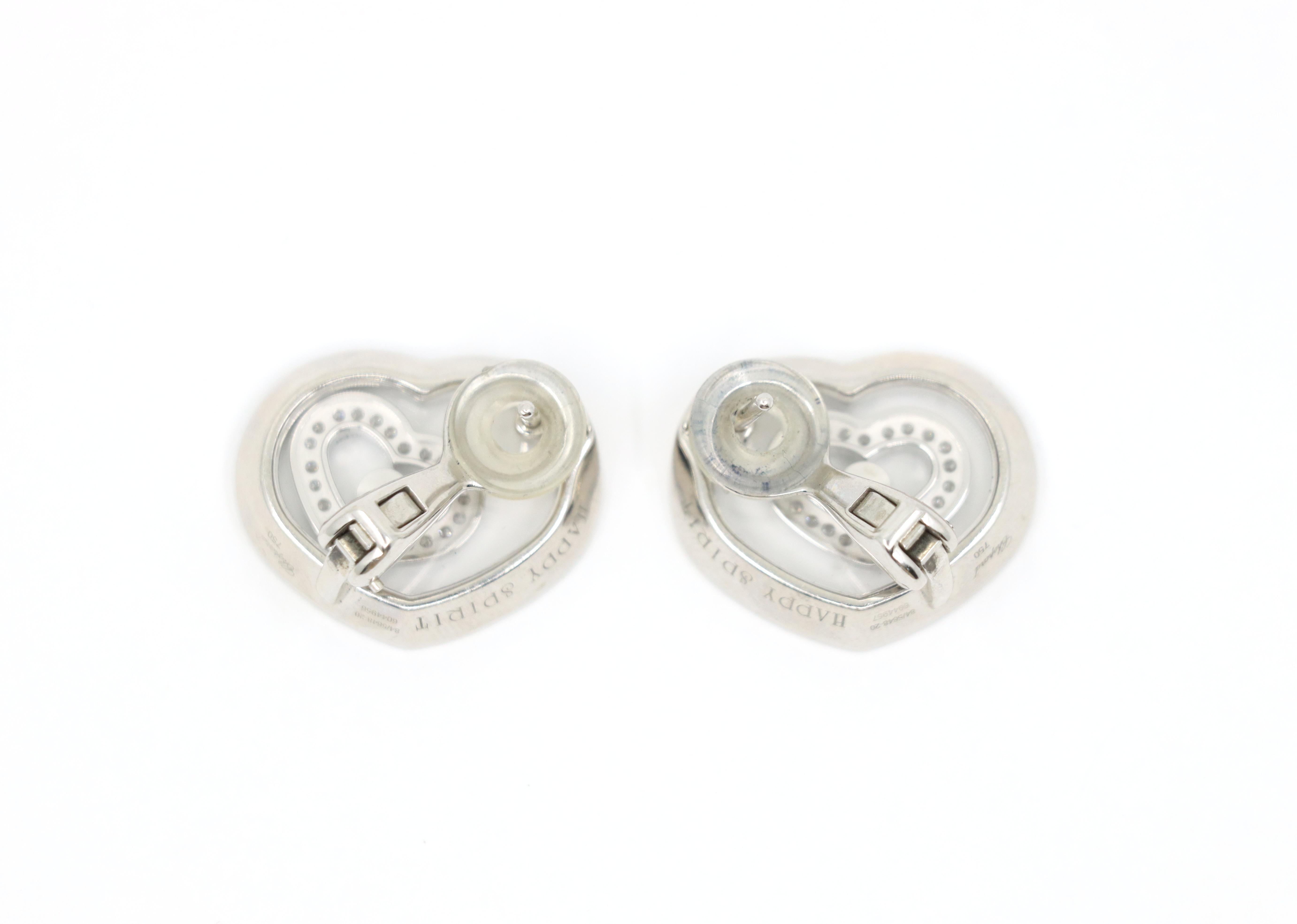 Chopard 18K White Gold Happy Spirit Heart Earrings For Sale 2