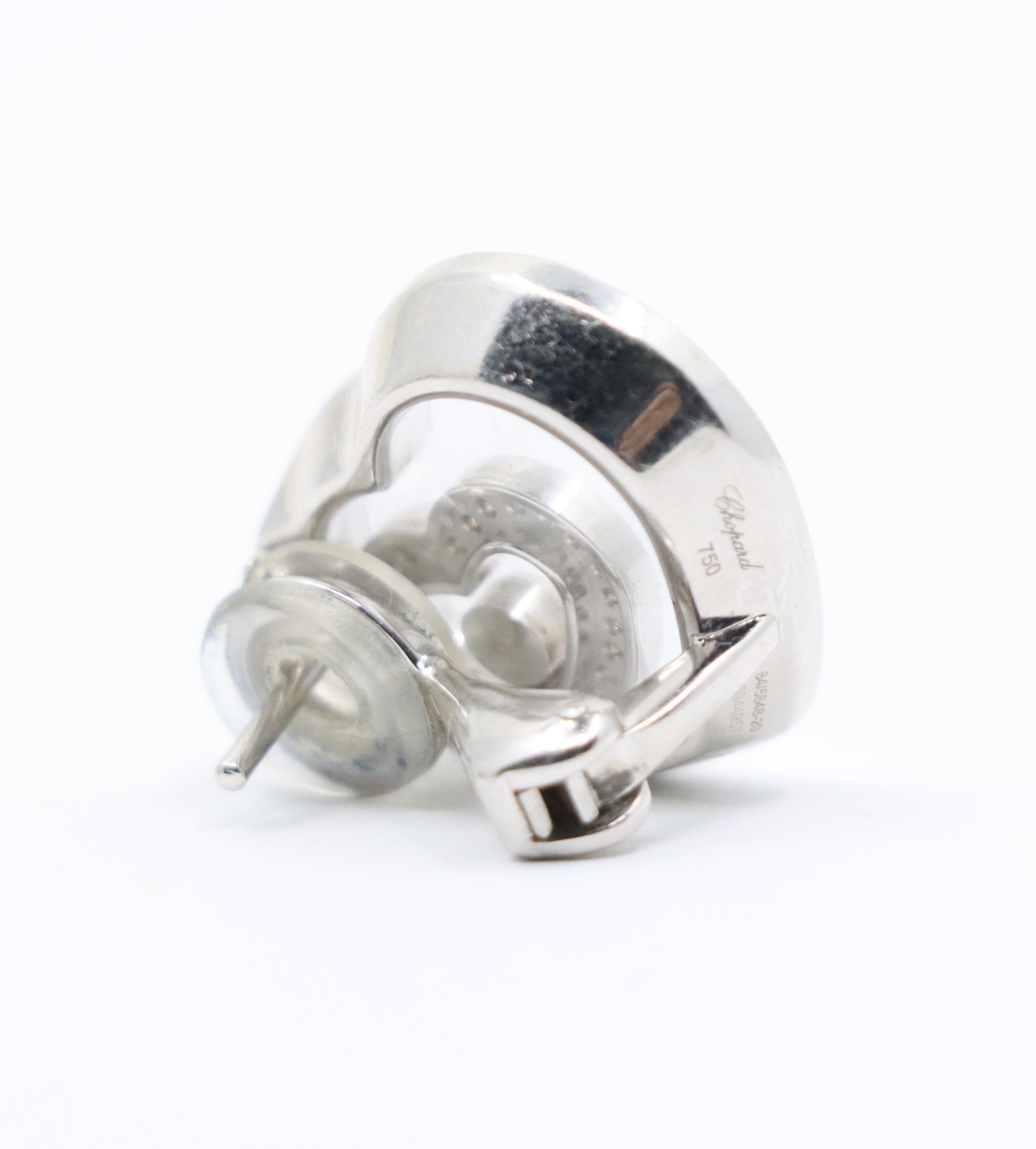 Chopard 18K White Gold Happy Spirit Heart Earrings For Sale 3