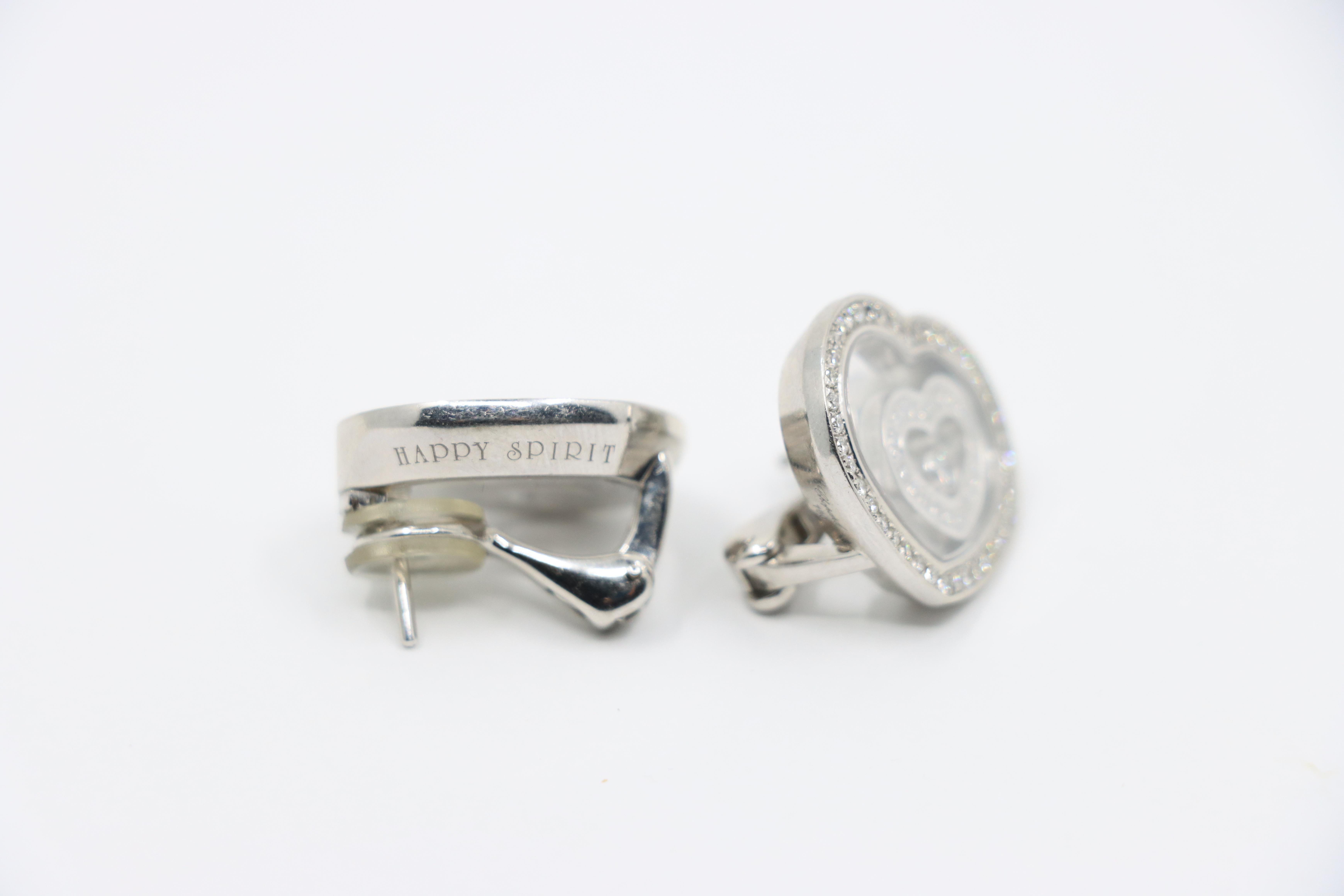 Chopard 18K White Gold Happy Spirit Heart Earrings For Sale 5