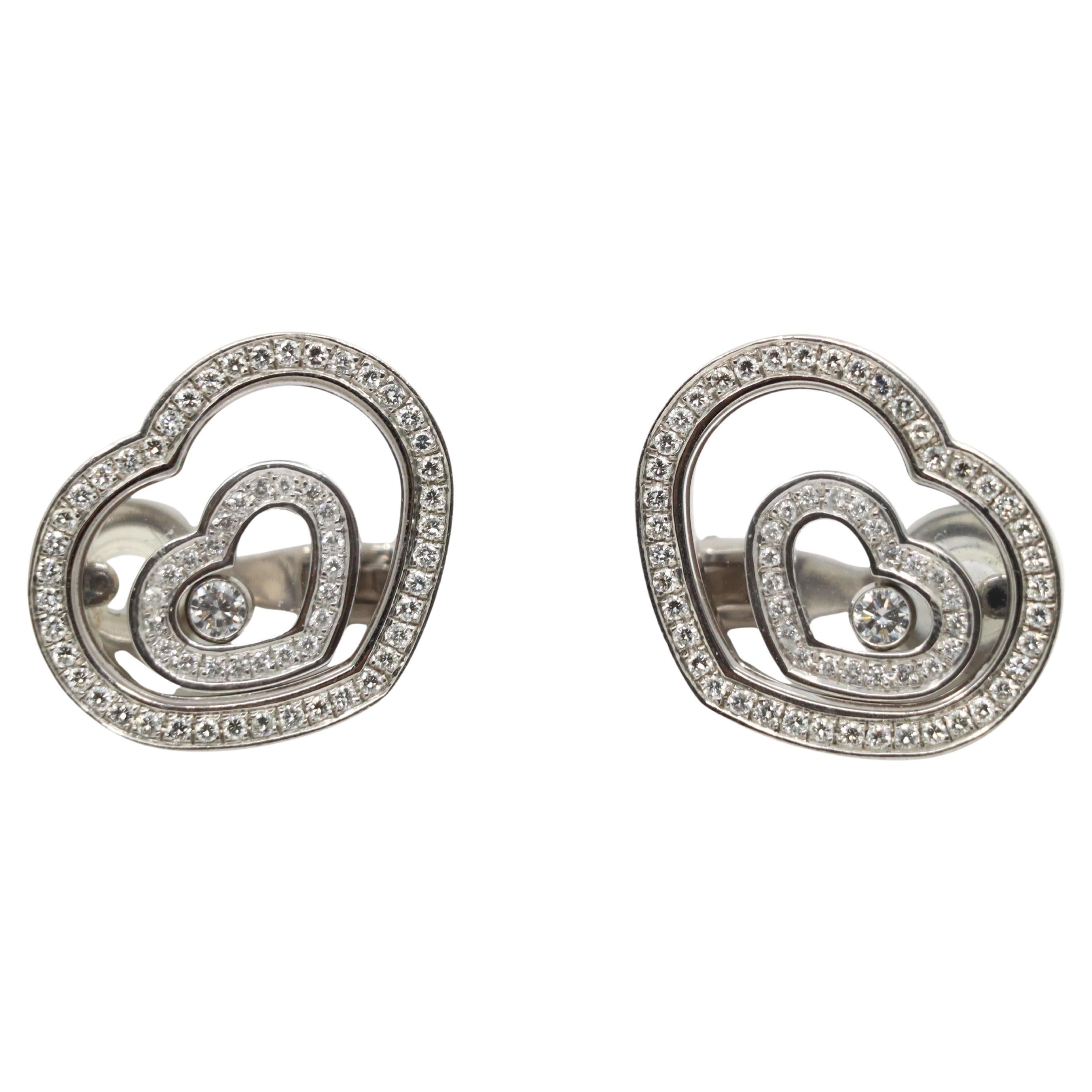 Chopard Pendientes Corazón Espíritu Feliz Oro Blanco 18K