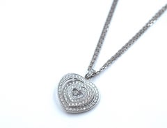 Chopard Collar de Oro Blanco de 18 Kilates con Diamantes Pave en Forma de Corazón Happy Spirit