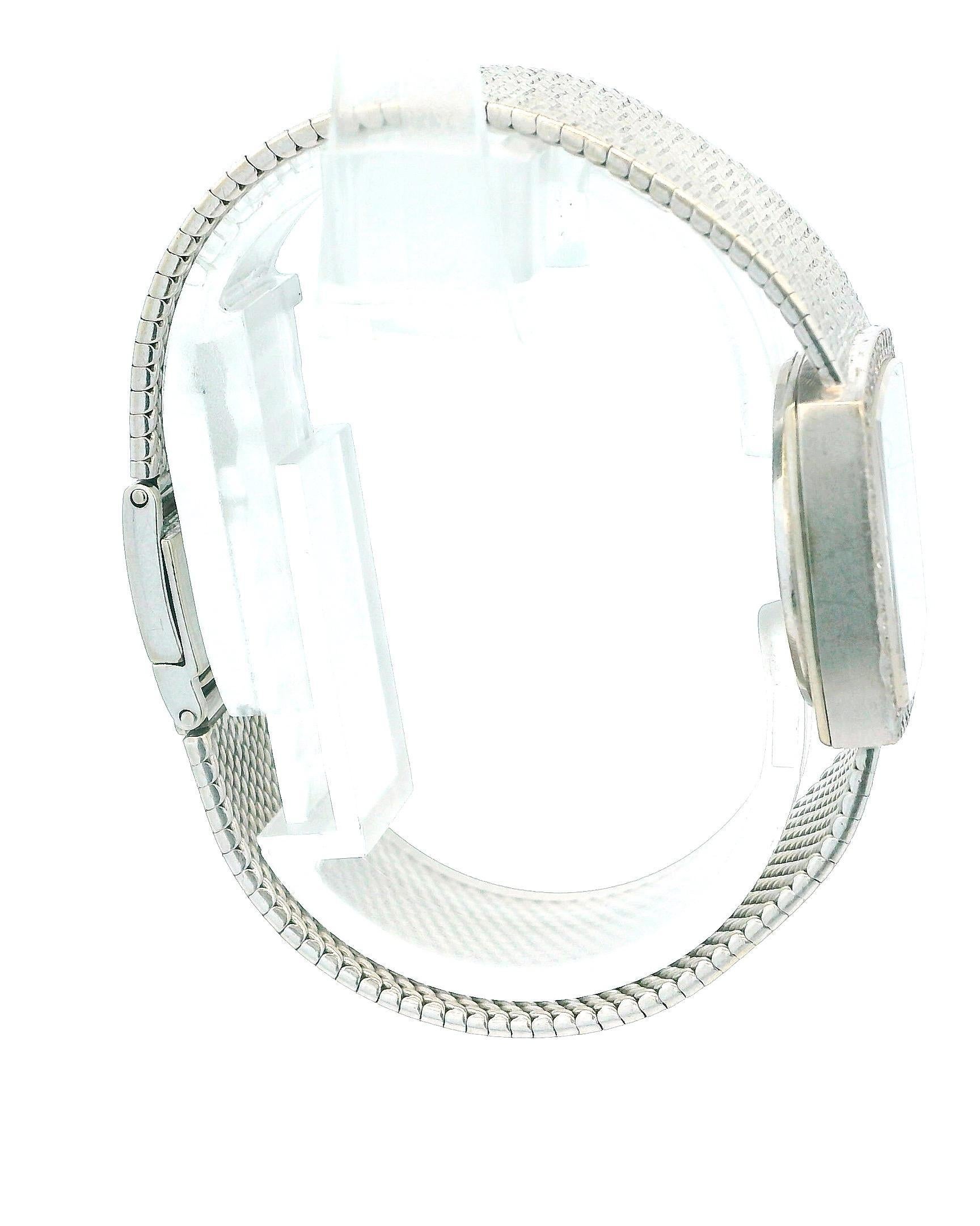 Chopard Oro Blanco 18K Esfera Lapislázuli Malla Pulsera S+F Singature de Aubert Frères en venta 2