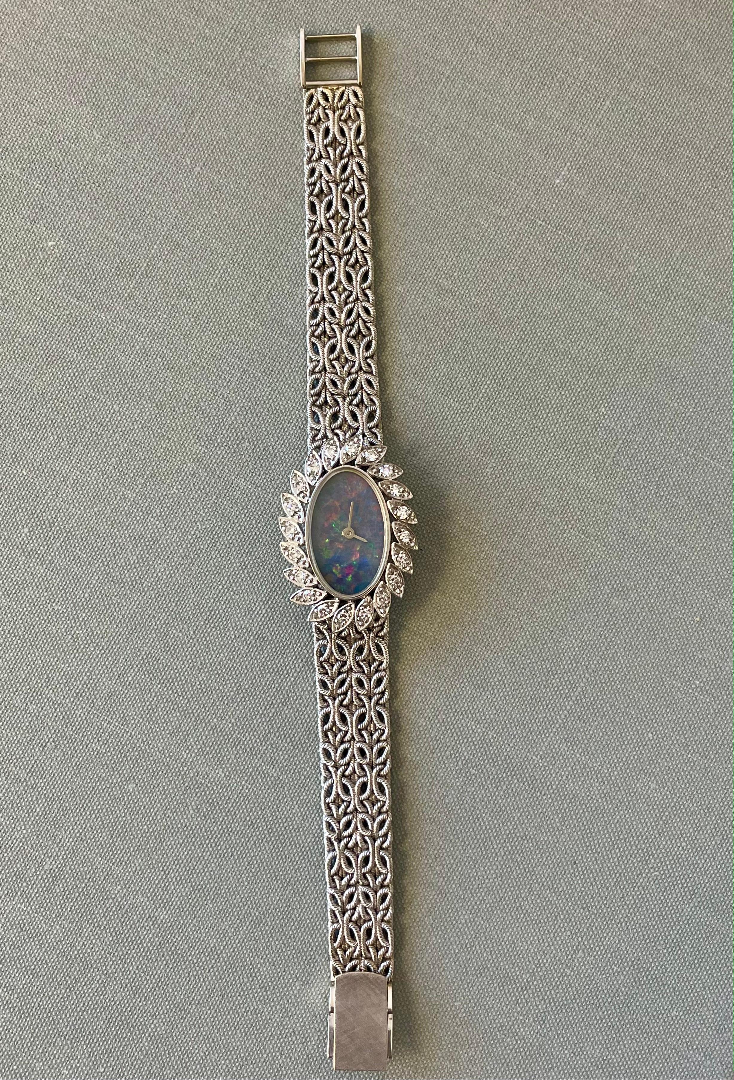 Chopard 18k White Gold Opal and Diamond Lady’s Watch For Sale 6