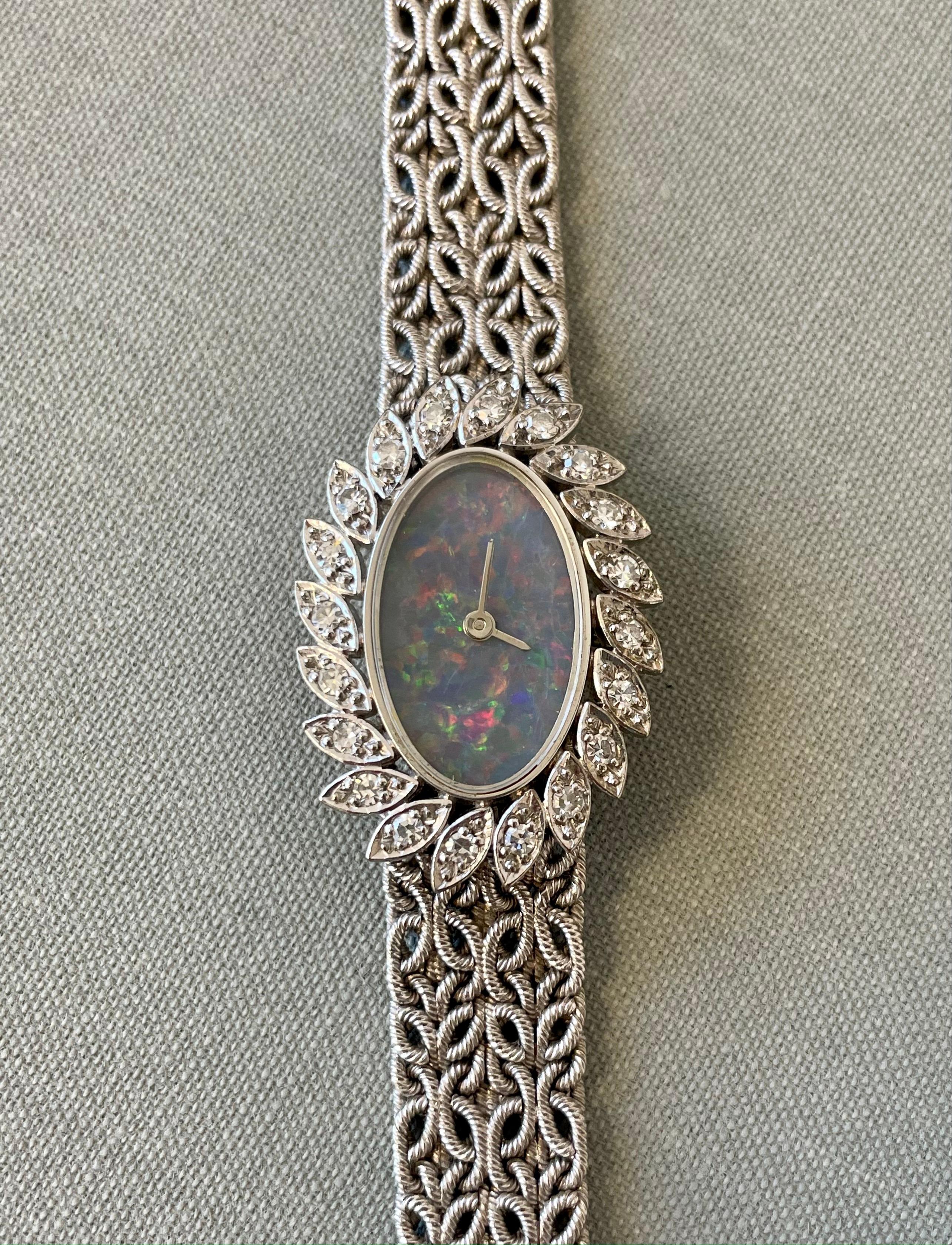 Chopard 18k White Gold Opal and Diamond Lady’s Watch For Sale 8