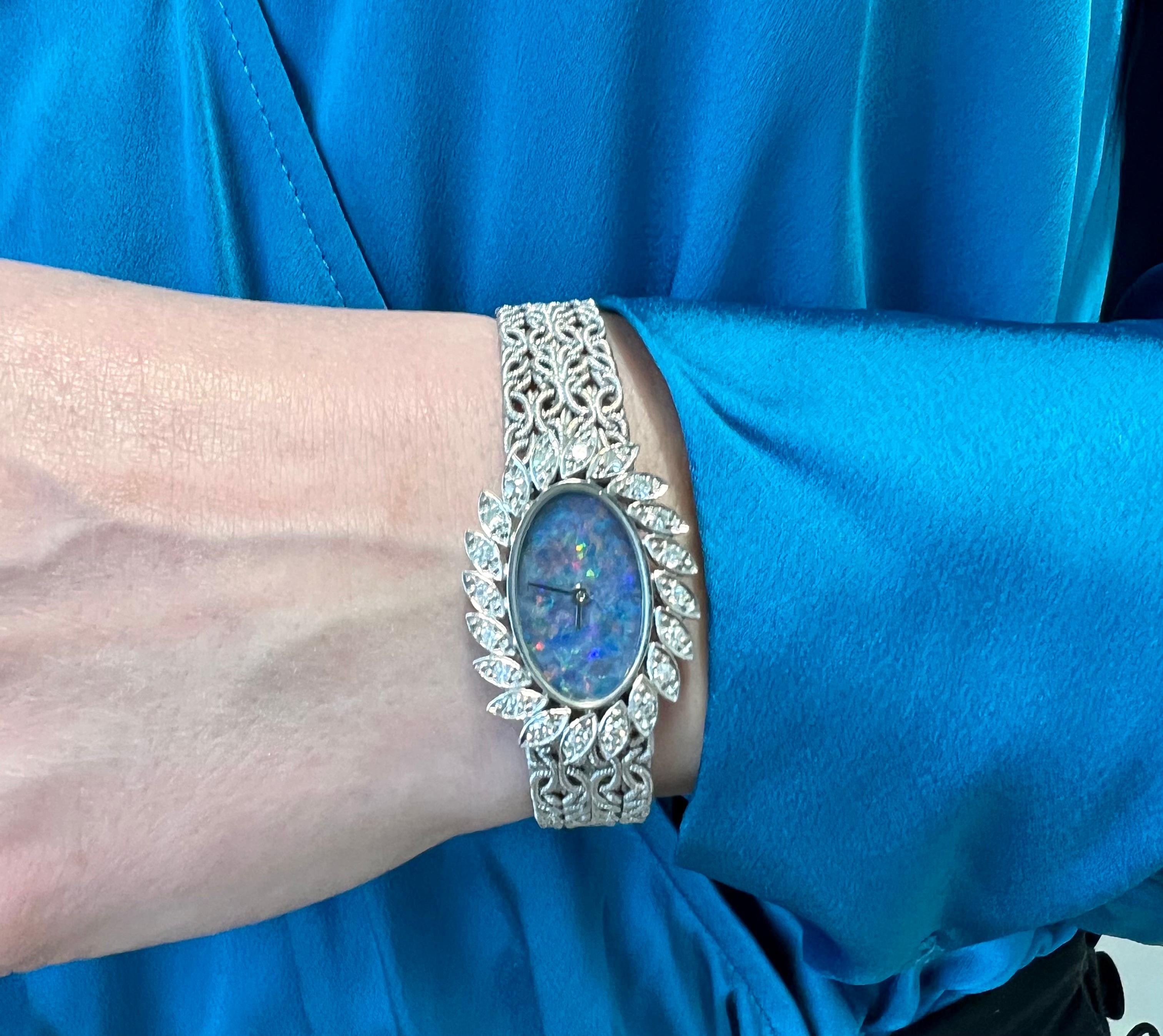Chopard 18k White Gold Opal and Diamond Lady’s Watch For Sale 8