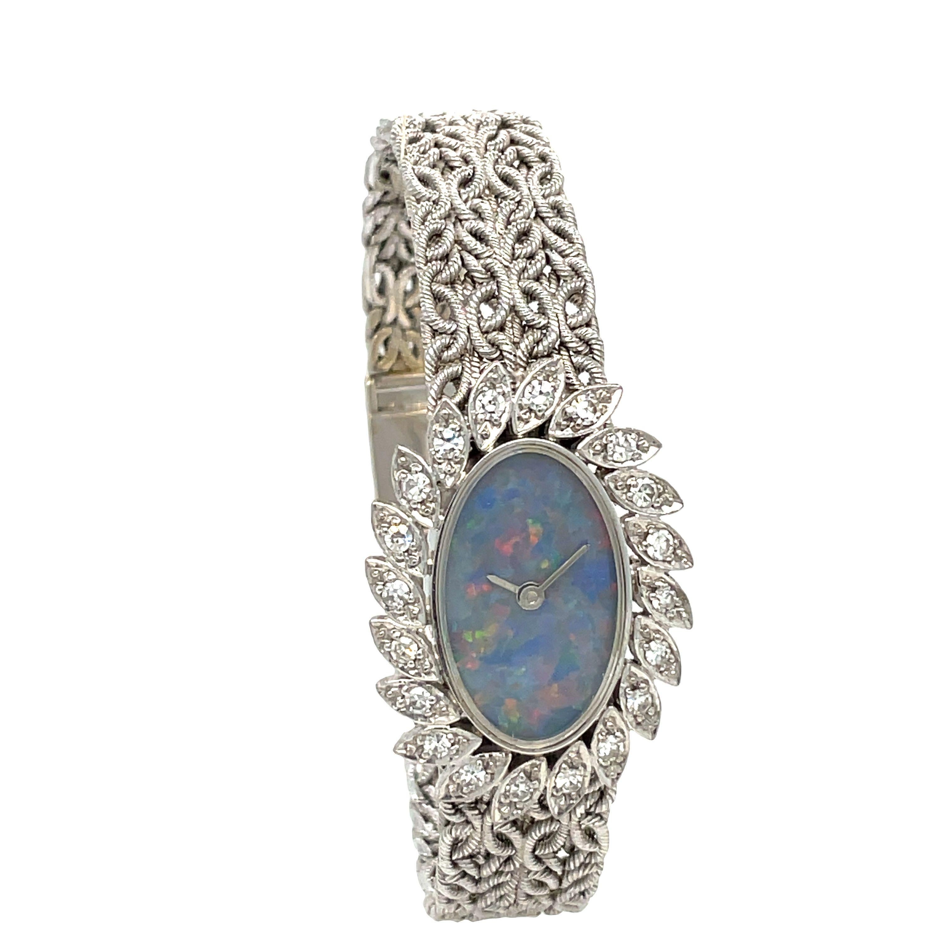 Chopard 18k White Gold Opal and Diamond Lady’s Watch For Sale 2