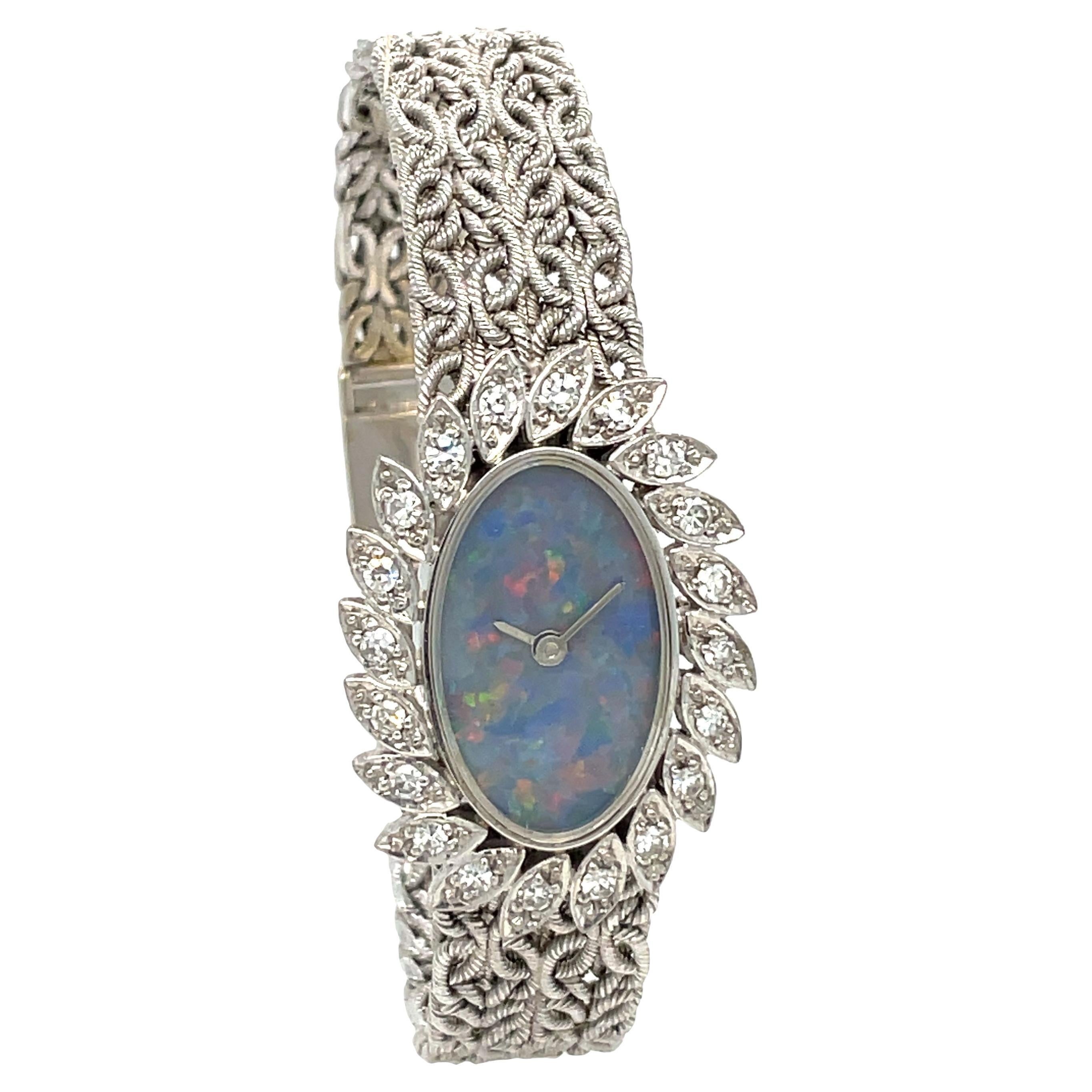 Chopard 18k White Gold Opal and Diamond Lady’s Watch For Sale