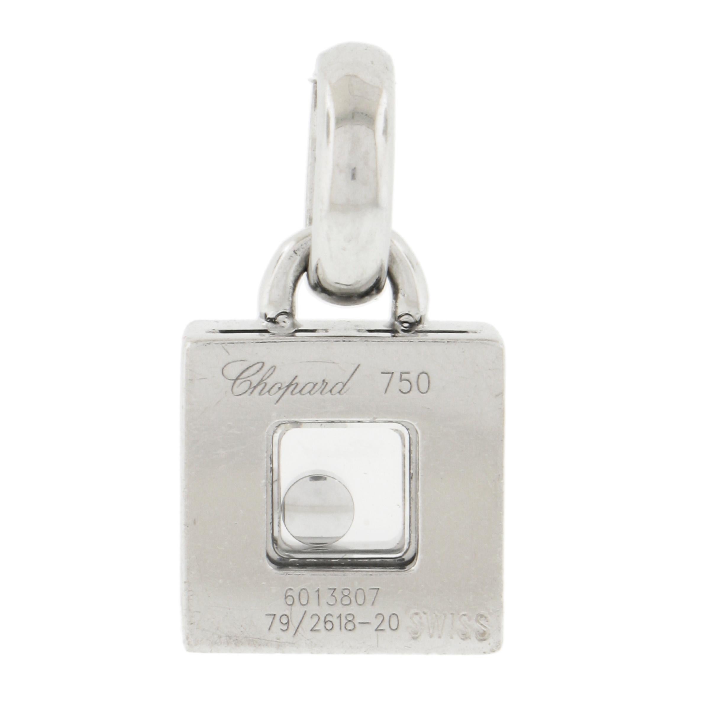 Chopard 18K Weißgold Square Anhänger .45ct Floating Pave & Lünette Runde Diamanten (Rundschliff)
