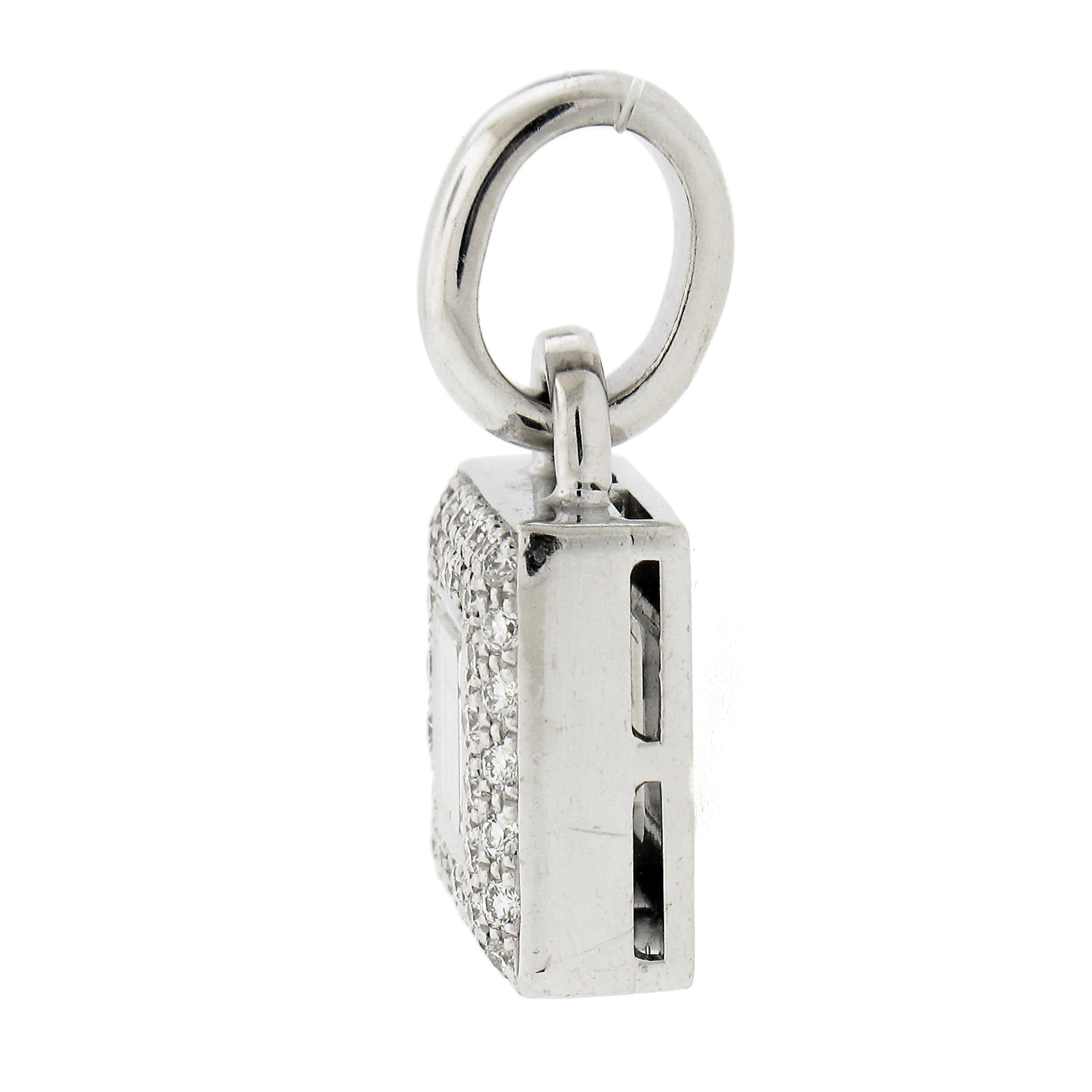Chopard 18K Weißgold Square Anhänger .45ct Floating Pave & Lünette Runde Diamanten Damen