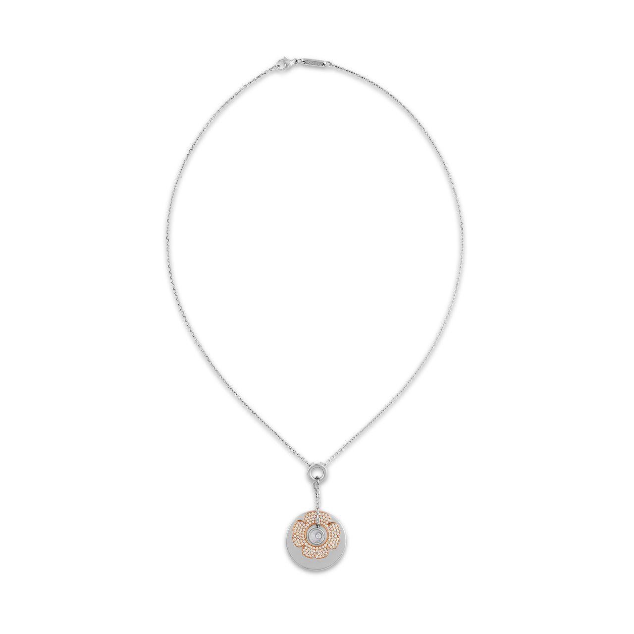 Chopard-18K-Weiß-&-Rosengold-Diamant-Halskette (Zeitgenössisch) im Angebot