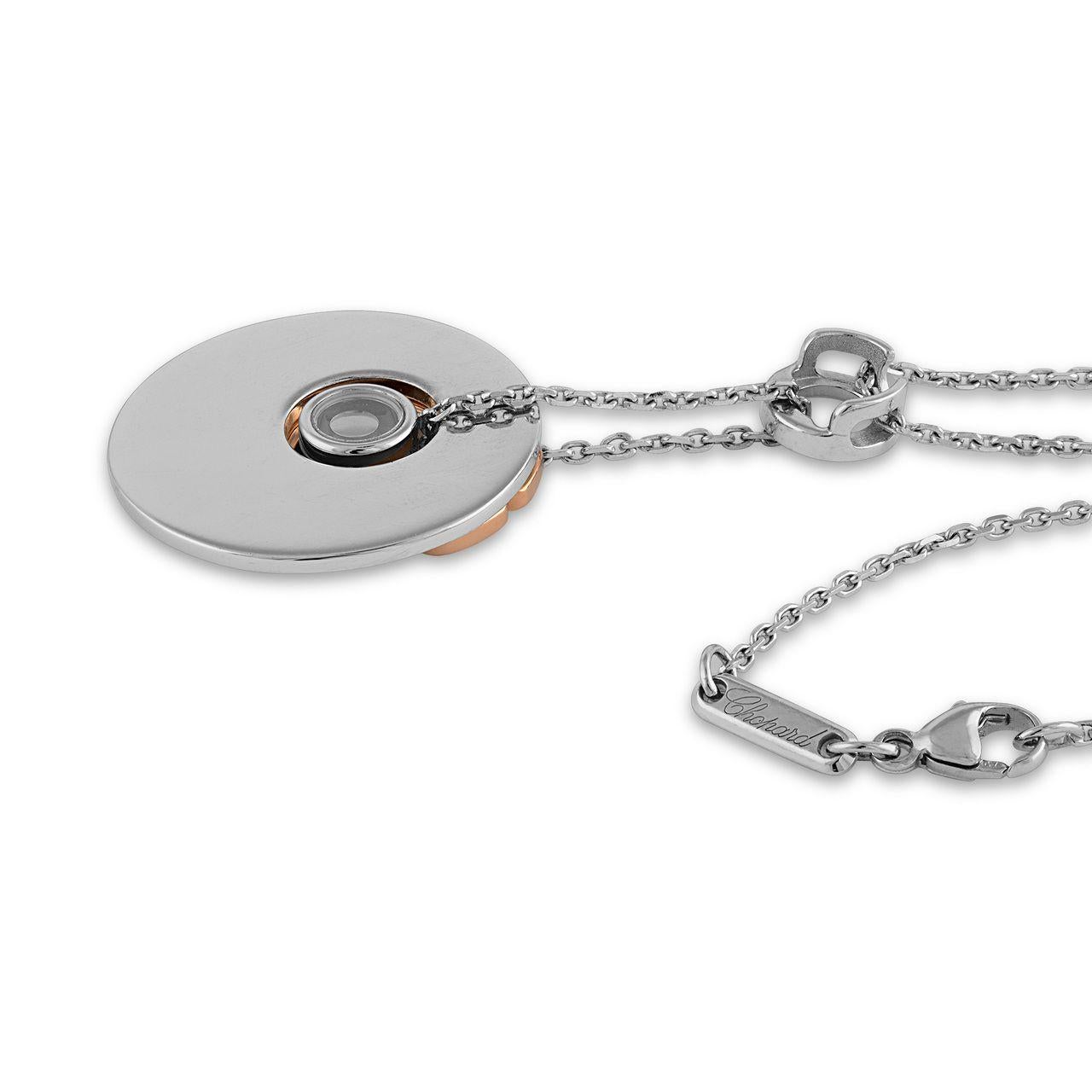 Chopard-18K-Weiß-&-Rosengold-Diamant-Halskette (Rundschliff) im Angebot