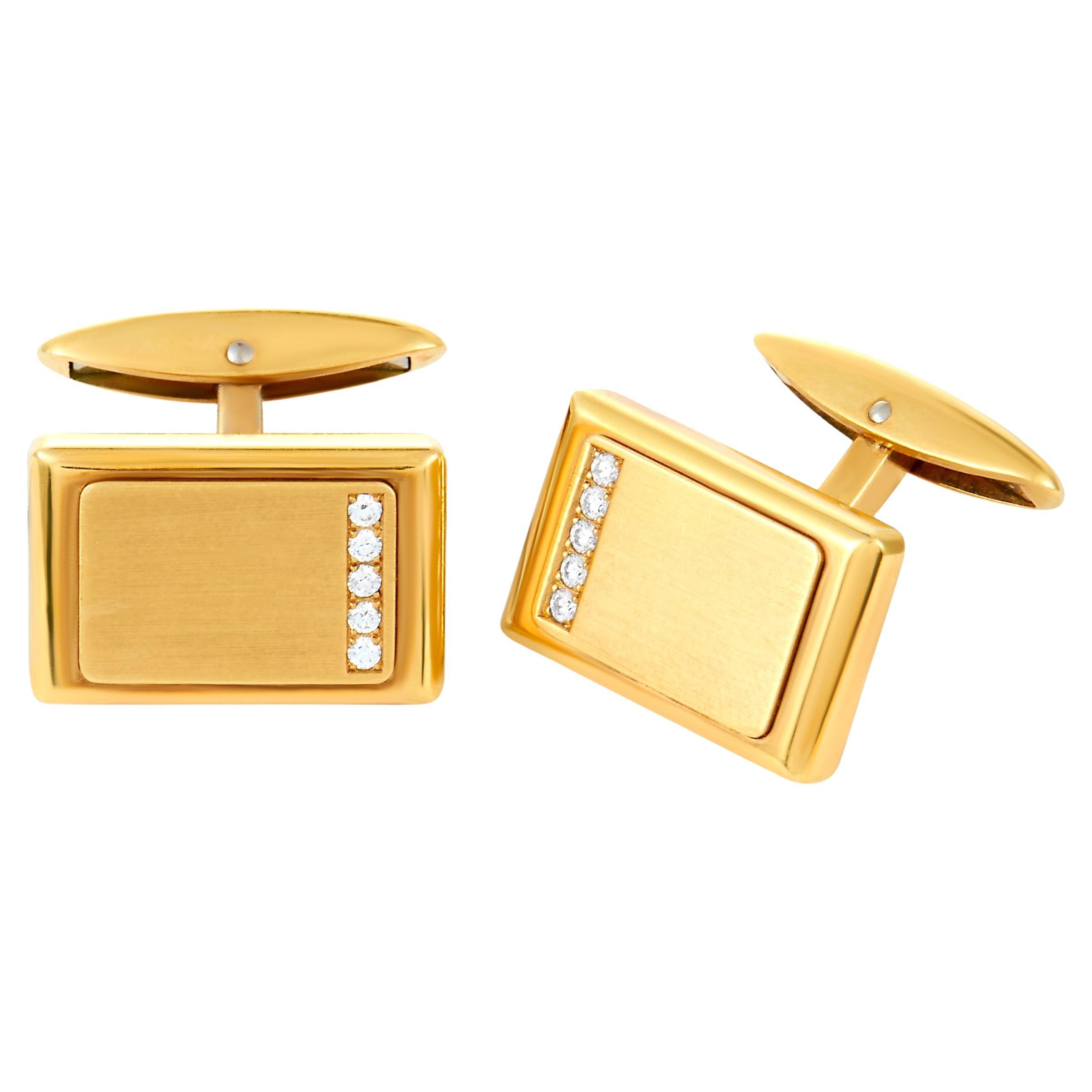Chopard Diamond Yellow Gold Cufflinks at 1stDibs