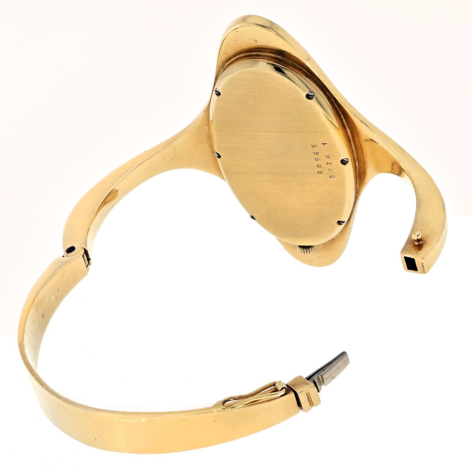 Chopard 18K Yellow Gold 1970's Tiger Eye And Diamond Watch In Excellent Condition In New York, NY