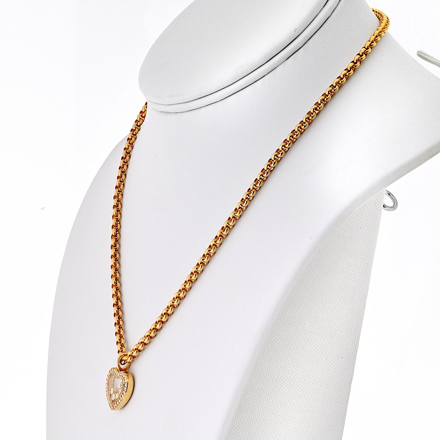 Chopard Herz-Halskette aus 18 Karat Gelbgold mit 5 schwebenden Diamanten (Moderne) im Angebot