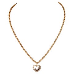 Chopard 18K Yellow Gold 5 Floating Diamond Heart Necklace
