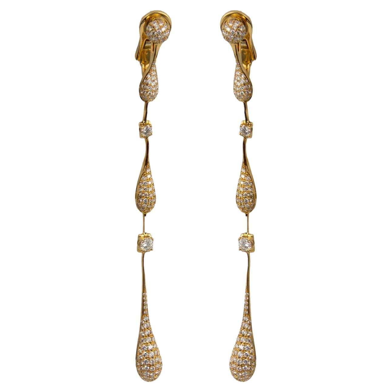 Chopard 18k Yellow Gold Diamond Earrings For Sale