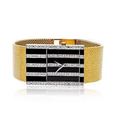 Chopard 18K Yellow Gold Diamond Grid Ref 2044 Manual Wind Onyx Ladies Watch