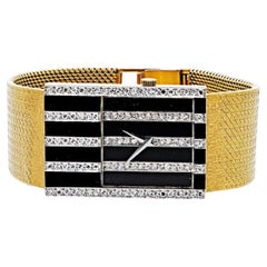 Chopard 18K Yellow Gold Diamond Grid Ref 2044 Manual Wind Onyx Ladies Watch