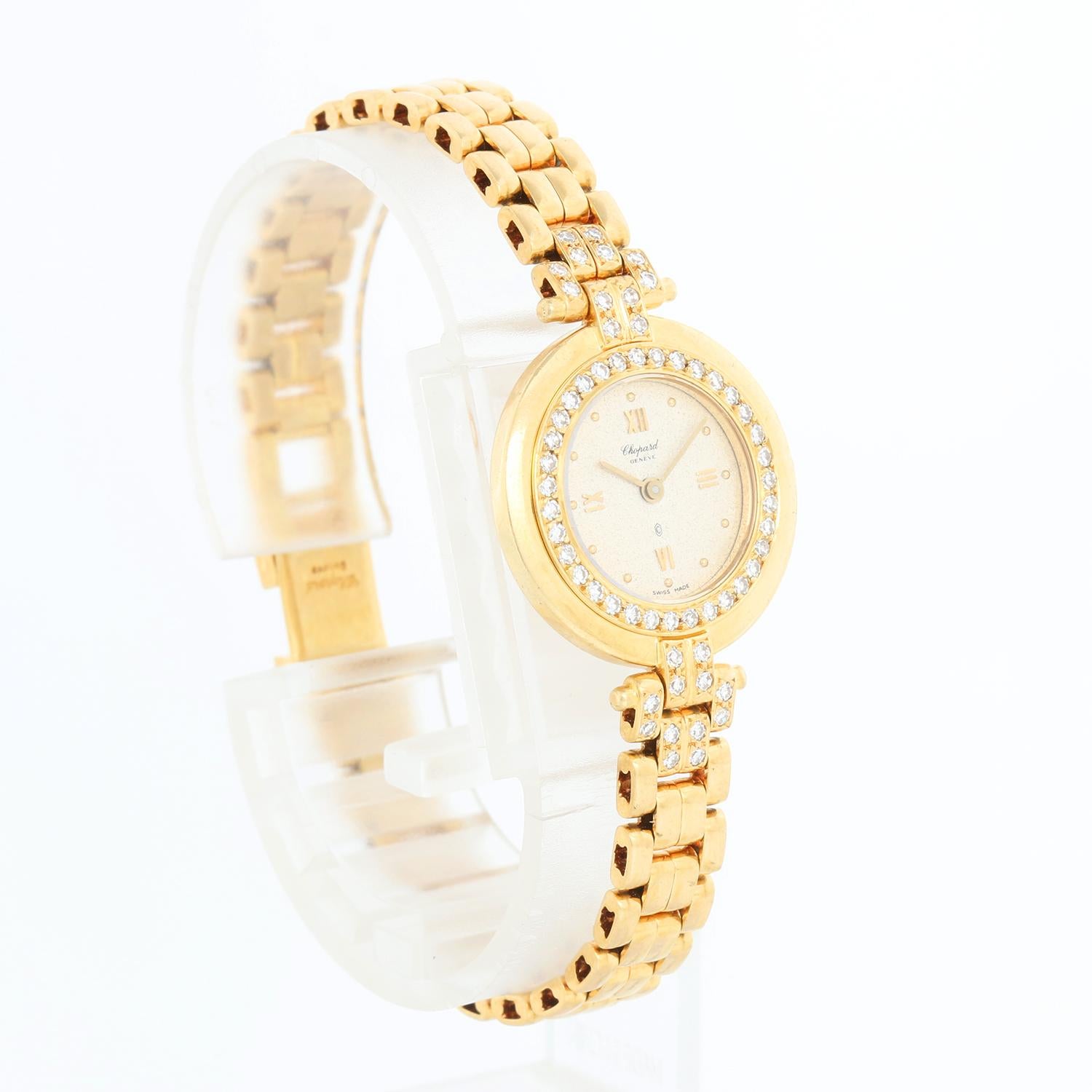 Chopard 18k Yellow Gold Diamond Ladies Watch 887/1 In Excellent Condition In Dallas, TX