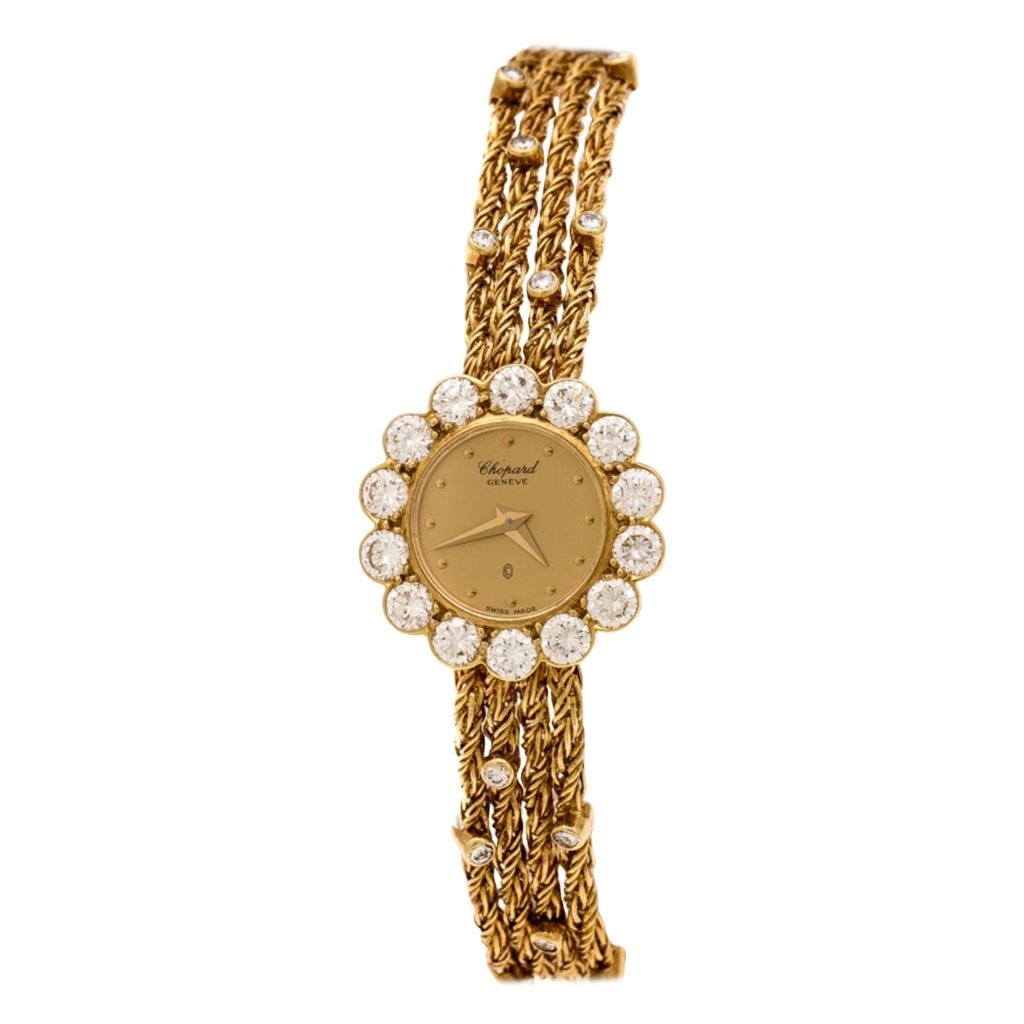 Chopard 18K Yellow Gold Diamonds Classic 104038 Women's Wristwatch 19 mm