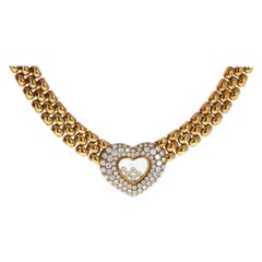 Chopard 18k Yellow Gold Happy Diamond Heart Chocker Necklace 2.59 Cts. 117.5g