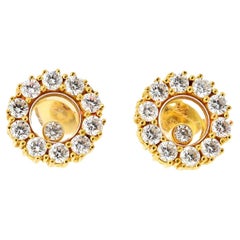 Chopard Pendientes de oro amarillo de 18 quilates Happy Diamond Round 1,20 ctw