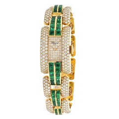 Chopard 18K Yellow Gold La Strada Diamond and Green Emerald Ladies Wrist Watch