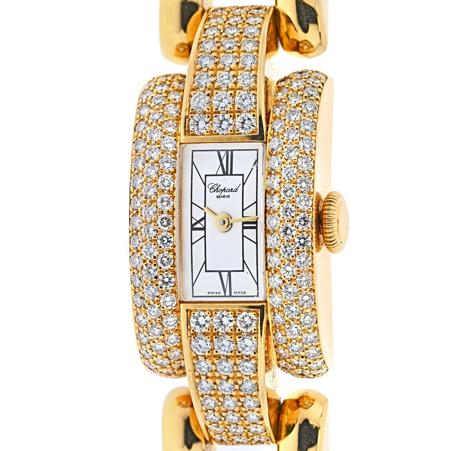 Moderne Chopard Montre La Strada en or jaune 18 carats et diamants pour femmes en vente