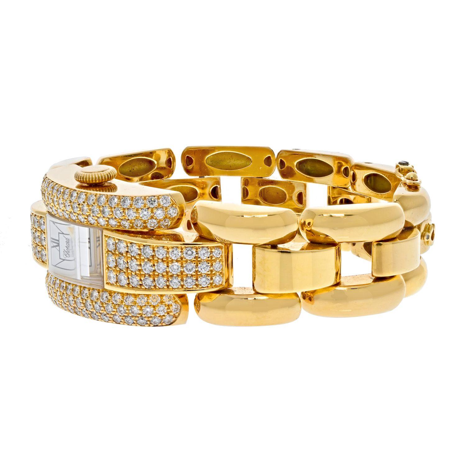 Chopard Montre La Strada en or jaune 18 carats et diamants pour femmes Bon état - En vente à New York, NY