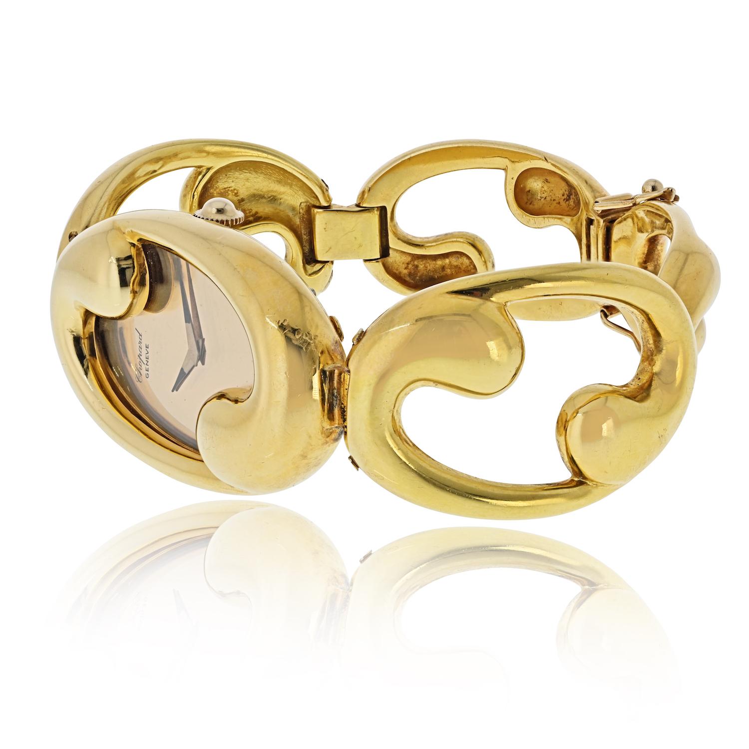 Chopard 18K Gelbgold Damen Oval offenes Gliederarmband Armbanduhr im Zustand „Gut“ im Angebot in New York, NY