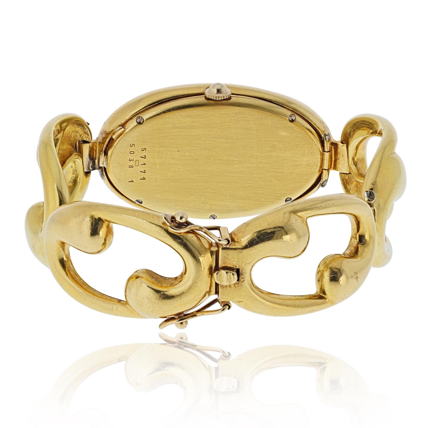 Chopard 18K Gelbgold Damen Oval offenes Gliederarmband Armbanduhr im Angebot 2