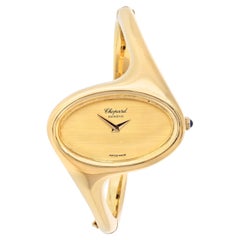 Chopard 18 Karat Gelbgold gedrehter Armreif 1970er Jahre Oval Zifferblatt Ref. 5053 Uhr