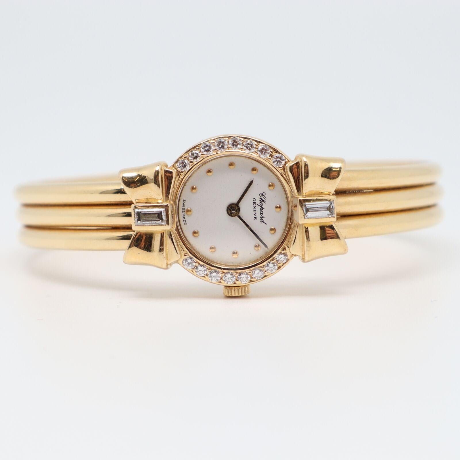 Chopard 18 Karat Gelbgold Weißes Zifferblatt Diamant 0,58 Karattw Damen Quarzuhr 10/5440 1