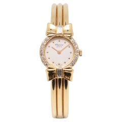 Chopard 18K Yellow Gold White Dial Diamond 0.58cttw Ladies Quartz Watch 10/5440